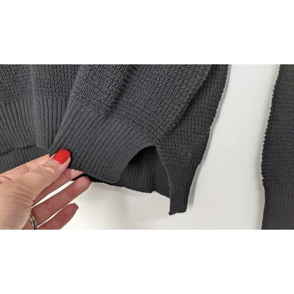 NWT Sweet Romeo Black Seed Stitch Pullover Sweater Semi Sheer Side Slit - Picture 7 of 8